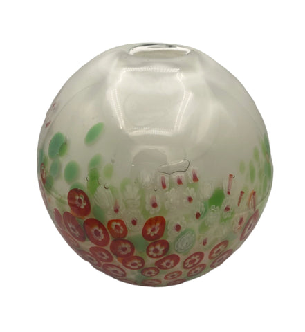 Vintage White Millefiori Murano Glass Vase MCM