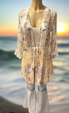 Origami Yellow Floral Tie Front  Lace Cardigan
