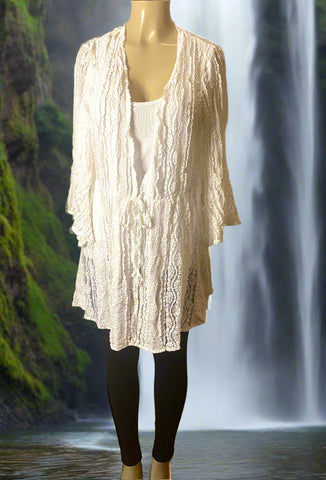 Origami White Tie Front  Lace Cardigan