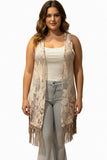 Origami Lace Vest Multicolor with Fringe