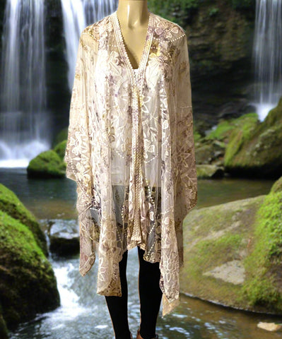 Origami Ivory and Sage Kimono