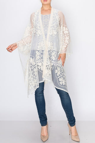 Origami Ivory Lace Floral Kimono