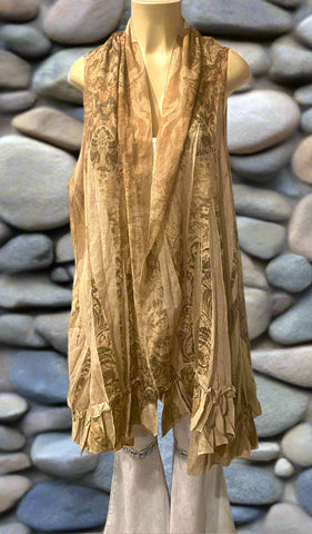 Origami Taupe Black Hi-Lo Oversized Vest