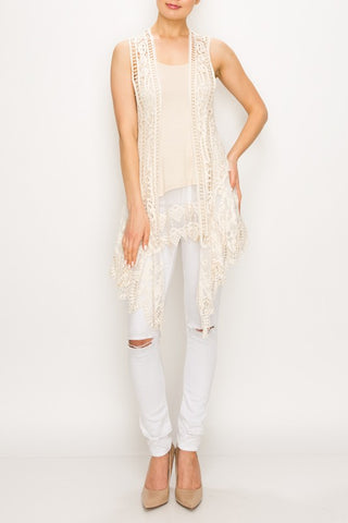 Origami Natural Crochet Lace Vest