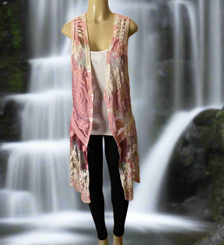 Origami Fuchsia Oversize Lace Vest