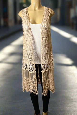 Origami Lace Taupe Vest
