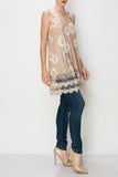 Origami Beige Daisy Sleeveless Tunic