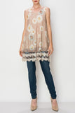 Origami Beige Daisy Sleeveless Tunic