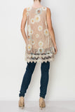 Origami Beige Daisy Sleeveless Tunic