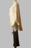 Origami Plus Size Ivory Multicolor Lace Bell Sleeve Cardigan