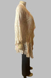 Origami Plus Size Ivory Multicolor Lace Bell Sleeve Cardigan