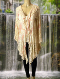 Origami Ivory Multicolor Lace Bell Sleeve Cardigan