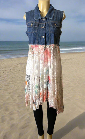 Origami Jean Lace Vest With Pockets