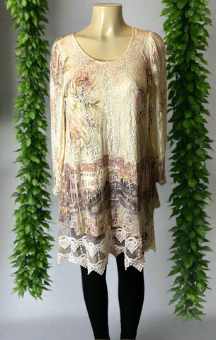 Origami Ivory Venice Long Sleeve All Lace Dress