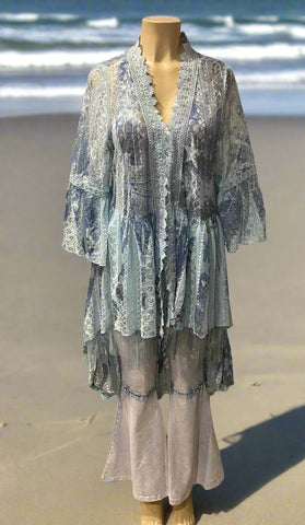 Origami Blue Stars Hi-Lo Cardigan