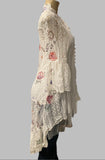 Origami White Floral Hi-Lo Cardigan