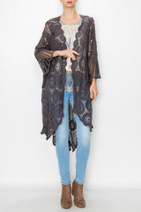 Origami All Crochet Hi-Lo Cardigan Charcoal
