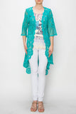 Origami All Crochet Hi-Lo Cardigan Teal