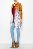 Origami Faux Suede Cardigan with Long Lace Layer