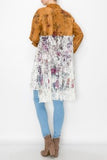 Origami Faux Suede Cardigan with Long Lace Layer