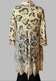 Origami Plus Size Black and Gold Hearts Sweater Lace Hi -Lo Cardigan