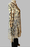 Origami Plus Size Black and Gold Hearts Sweater Lace Hi -Lo Cardigan