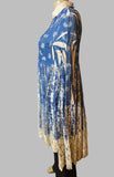 Origami Plus Size Blue Paisley Sweater Lace Hi -Lo Cardigan