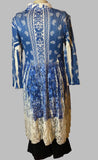 Origami Plus Size Blue Paisley Sweater Lace Hi -Lo Cardigan