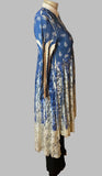 Origami Plus Size Blue Paisley Sweater Lace Hi -Lo Cardigan