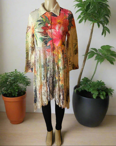 Origami Floral Sweater Lace Hi -Lo Cardigan