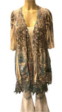 Origami Blue Damask Sublimation Cardigan with Pockets