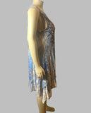 Origami Plus Size Blue Flower Lined All Lace Dress