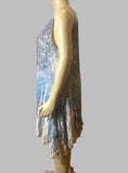 Origami Plus Size Blue Flower Lined All Lace Dress