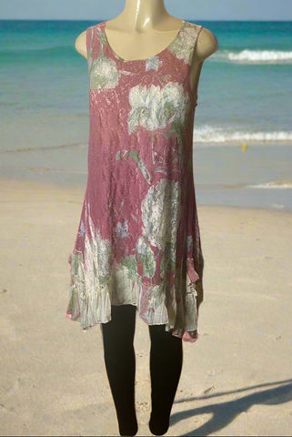 Origami Mauve Floral Lined All Lace Dress