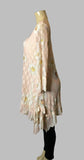 Origami Beige Sunflower Long Sleeve All Lace Hi-Lo Dress