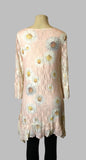 Origami Beige Sunflower Long Sleeve All Lace Hi-Lo Dress
