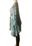 Origami Teal Floral Long Sleeve All Lace Hi-Lo Dress