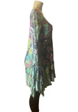 Origami Teal Floral Long Sleeve All Lace Hi-Lo Dress