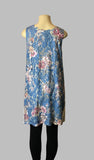 Origami Blue Floral Lined All Lace Tunic Dress with Pockets