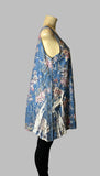 Origami Blue Floral Lined All Lace Tunic Dress with Pockets