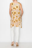 Origami Beige Sunflower Lined All Lace Tunic Dress with Pockets