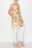 Origami Beige Sunflower Lined All Lace Tunic Dress with Pockets