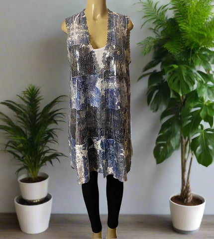Origami Blue Sequin Lace with Stars Vest