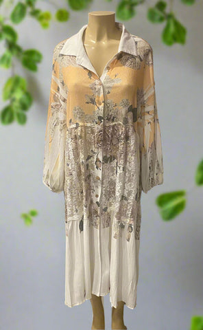 Origami Yellow Floral Oversized Jacket with Lace Trim