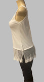 Origami Crystal Embellished Ivory Lace Tank