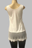 Origami Crystal Embellished Ivory Lace Tank
