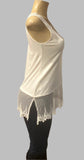 Origami Crystal Embellished Ivory Lace Tank