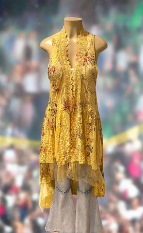 Origami Hi-Lo Lace Yellow Vest