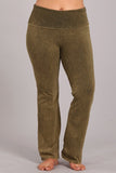Chatoyant Plus Size Bootcut Mineral Wash Fold Over Waist Pants Pale Olive