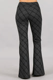 Chatoyant Plaid Print Flared Bell Pants Charcoal